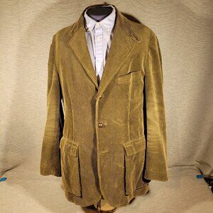 Rare vintage Polo Moss Green Corduroy Leather trimmed sports jacket, Size XL